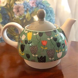 Pavilion Gift Co. Bloom Sister Floral Tea Pot for One Multicolor Spring Flowers